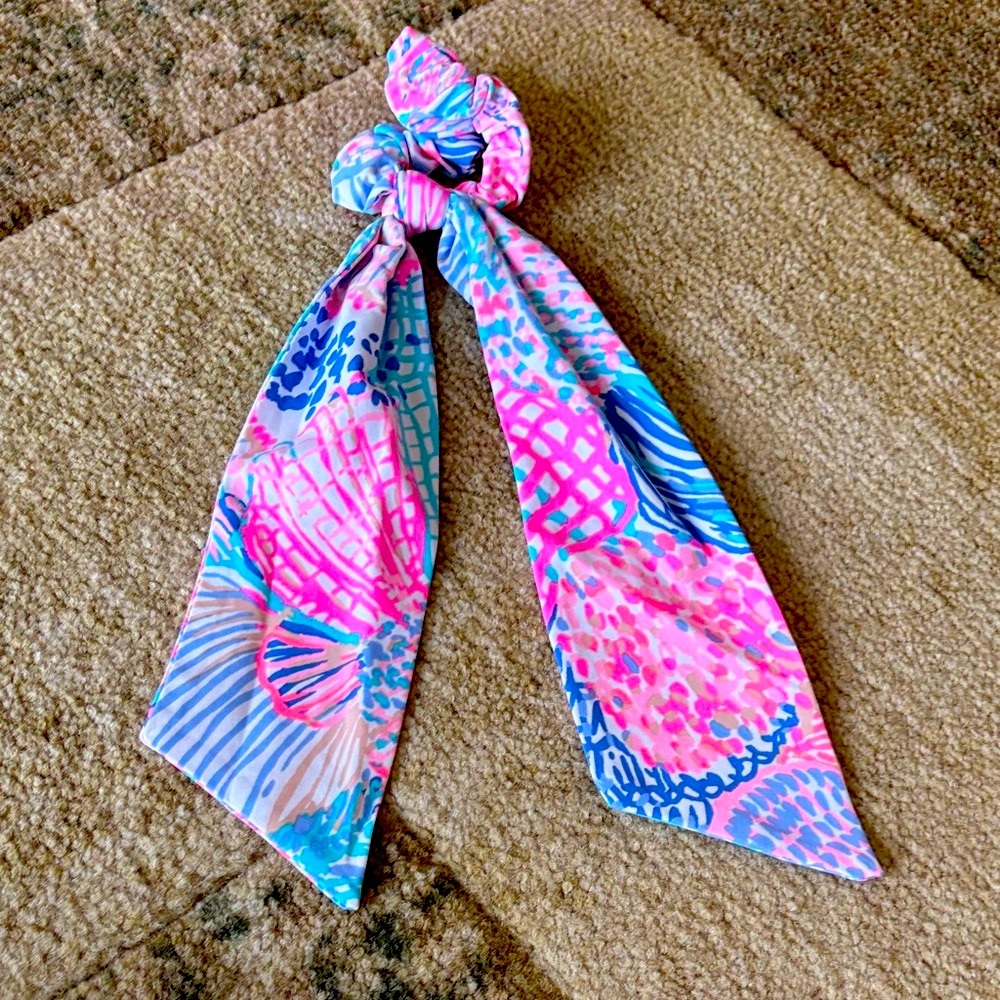 NWT Lilly Pulitzer Pink and Blue Hair Scarf - Picture 8 of 9